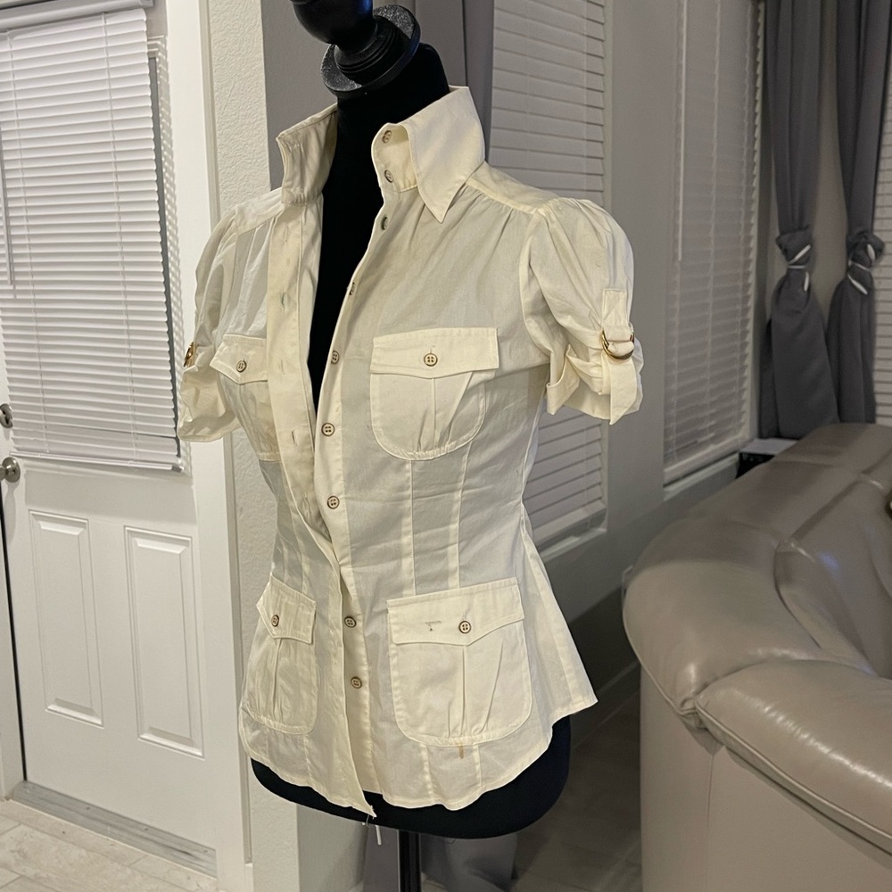 Y2K Bebe Vintage Button Down office siren shirt Sz S